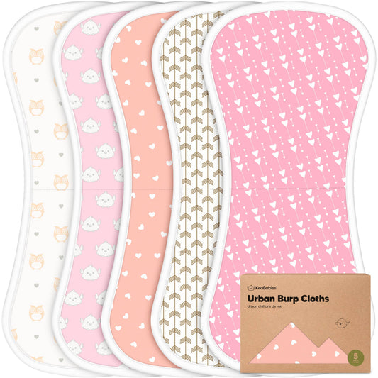 KeaBabies 5-Pack Urban Burp Cloths: Pink Dreams