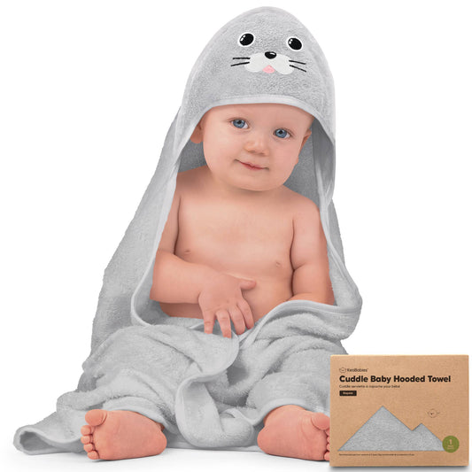 KeaBabies Cuddle Baby Hooded Towel: Seal