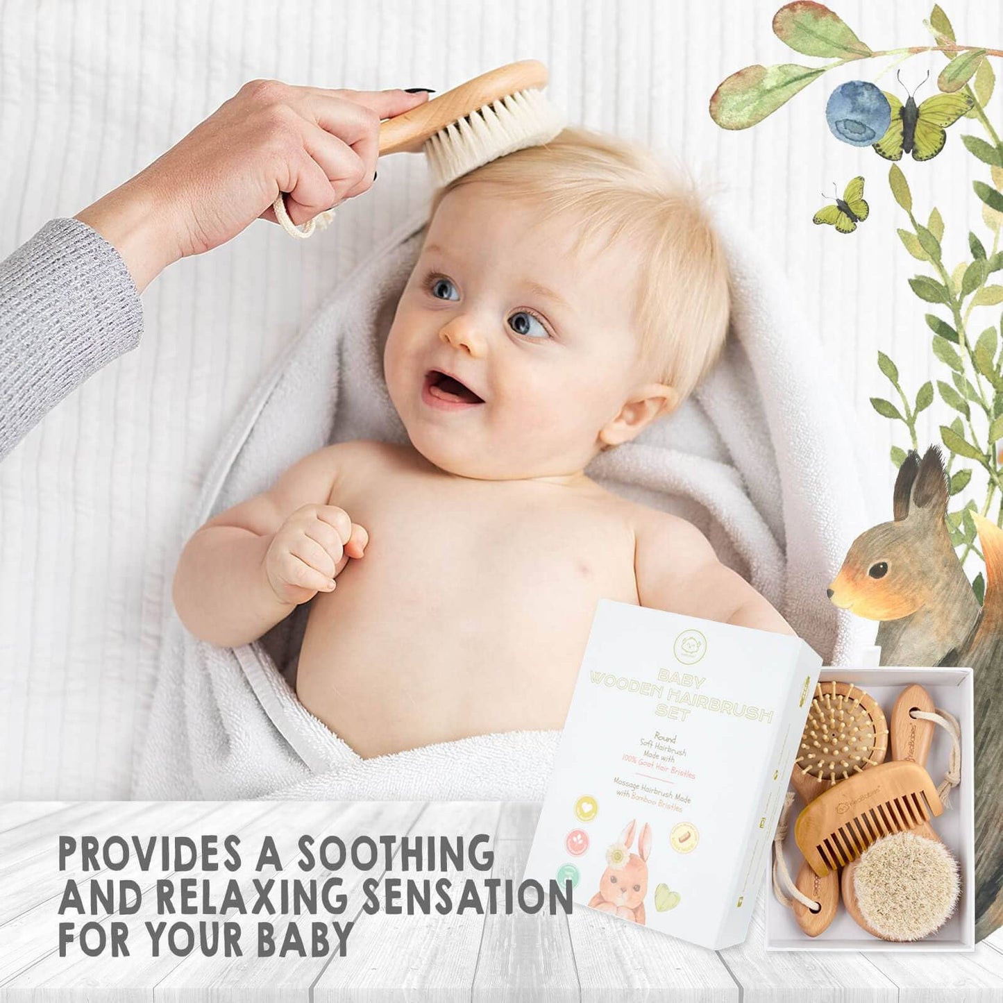 KeaBabies Baby Round Hair Brush and Comb Set