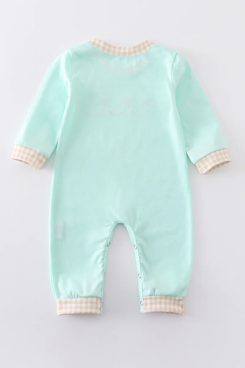 Mint dog applique boy romper