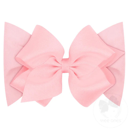 Wee Ones Pink Small King Grosgrain Bow Matching Cotton Jersey Baby Headband