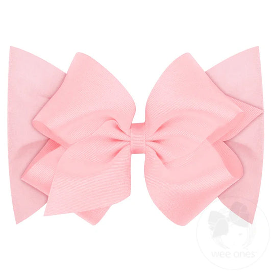 Wee Ones Pink Small King Grosgrain Bow Matching Cotton Jersey Baby Headband