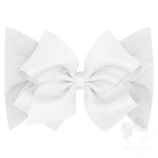 Wee Ones White Small King Grosgrain Bow Matching Cotton Jersey Baby Headband