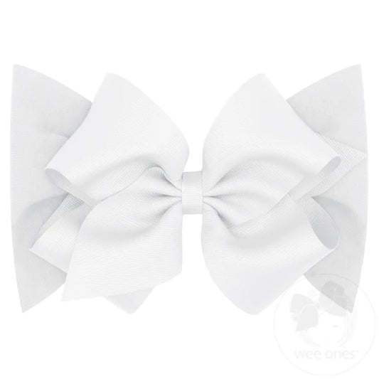 Wee Ones White Small King Grosgrain Bow Matching Cotton Jersey Baby Headband