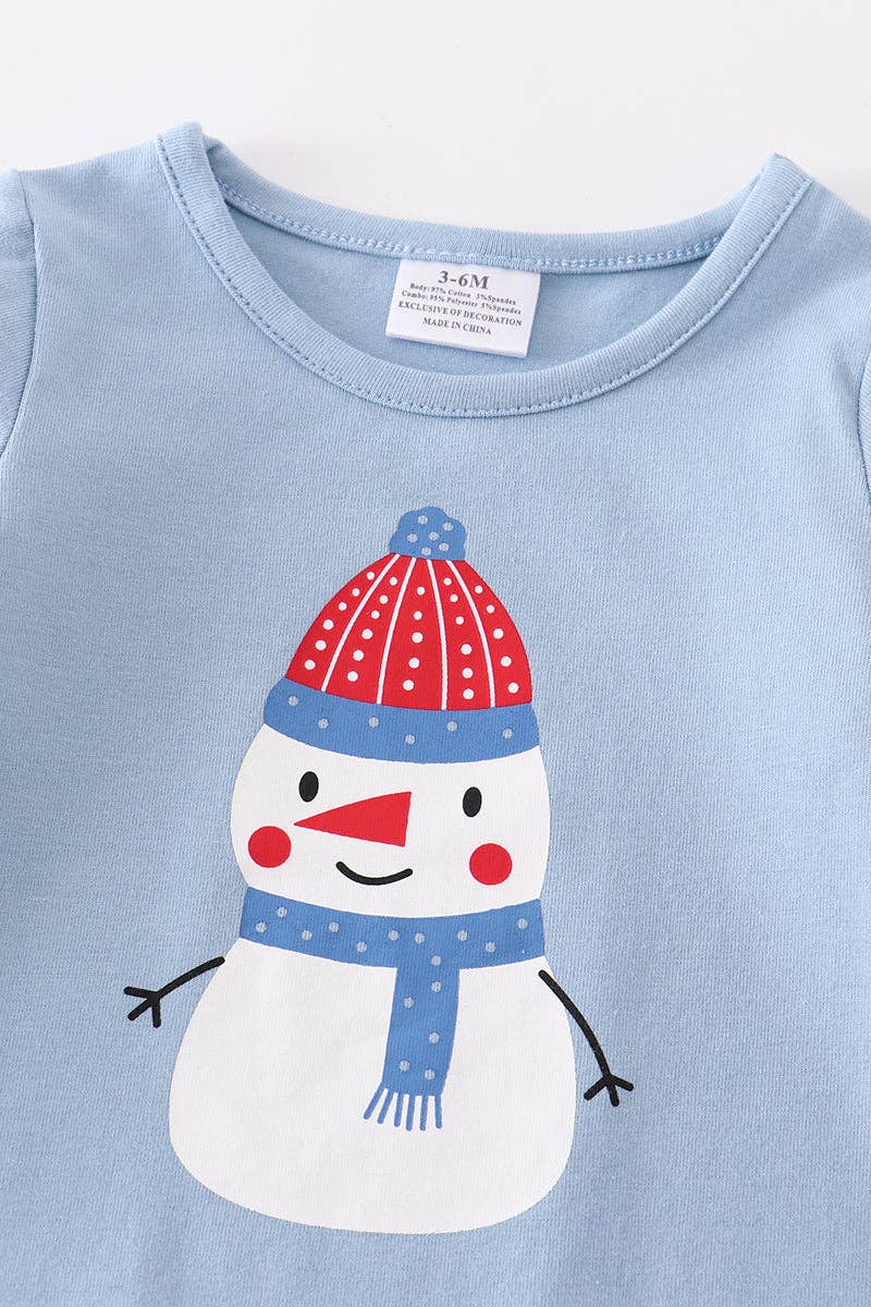 Blue Christmas Snowman Romper