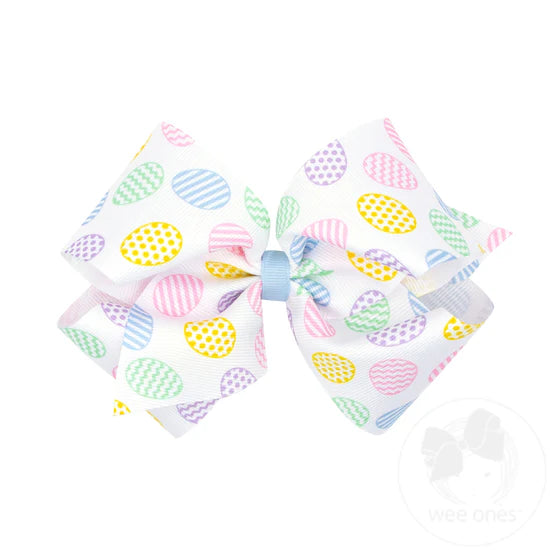 Wee Ones King Grosgrain Hair Bow with Easter Egg Print