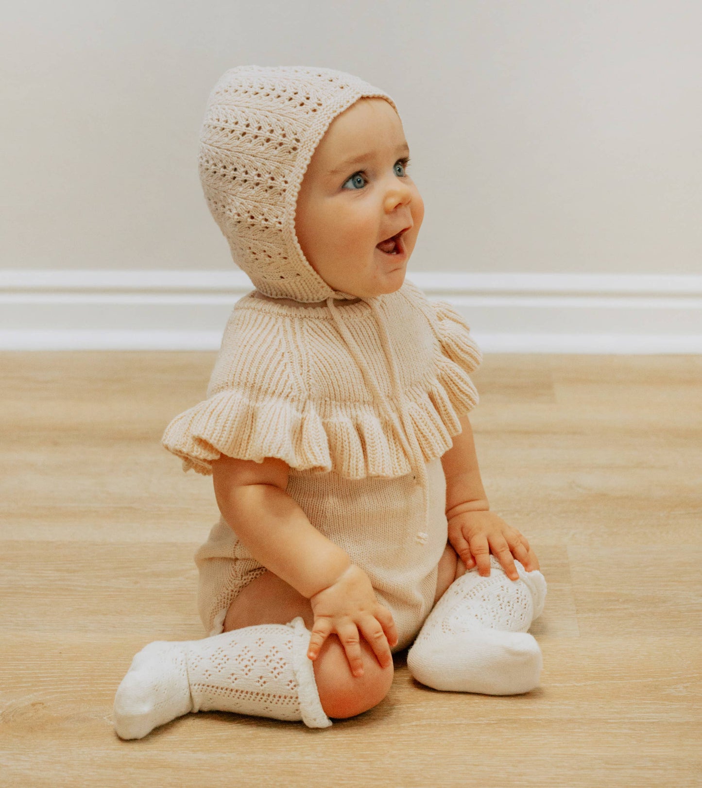 Baby Girl Ruffle Knitted Romper one piece knit dressy