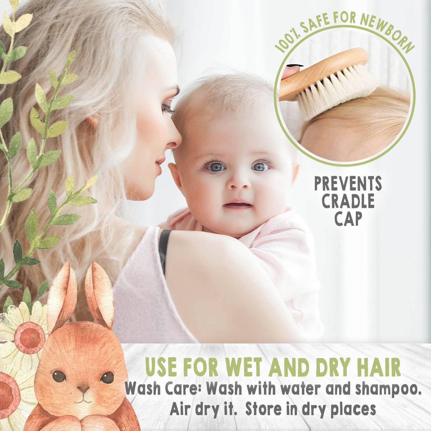 KeaBabies Baby Round Hair Brush and Comb Set