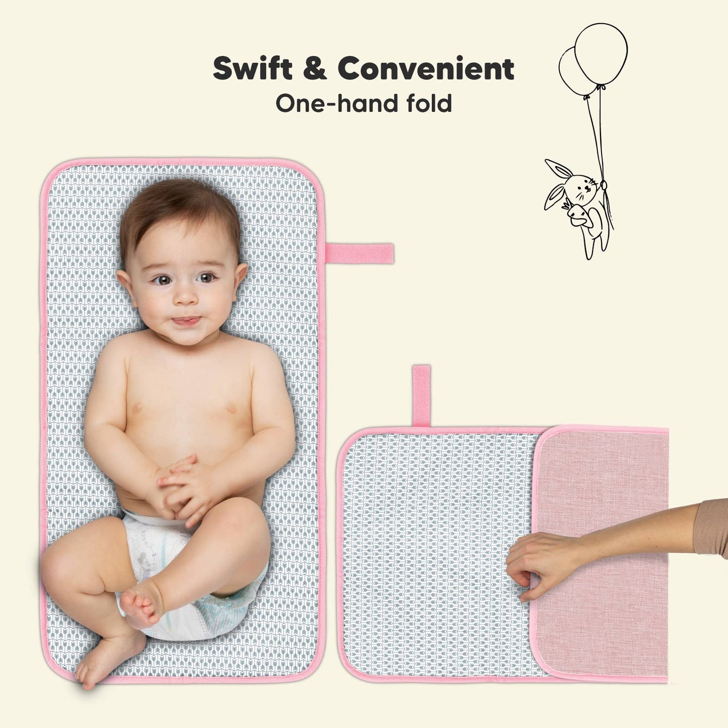 Swift Portable Changing Pad for Baby, Diaper Changing Mat: Sweet Pink