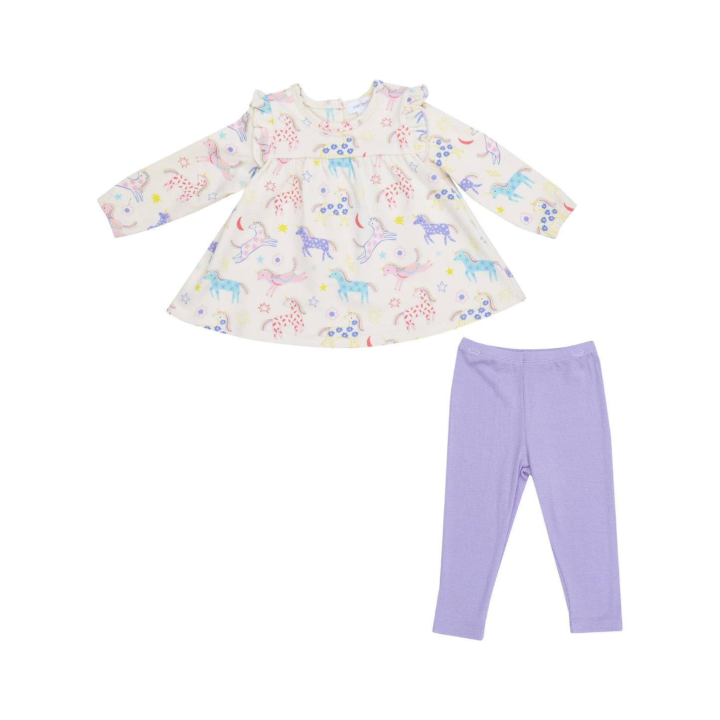 Ruffle Top Tunic And Rib Legging - Fun Unicorns