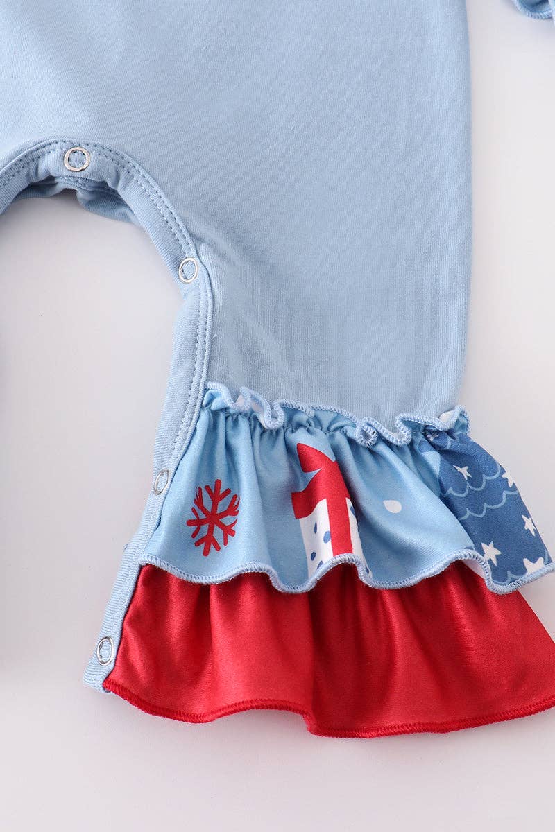 Blue Christmas Snowman Romper