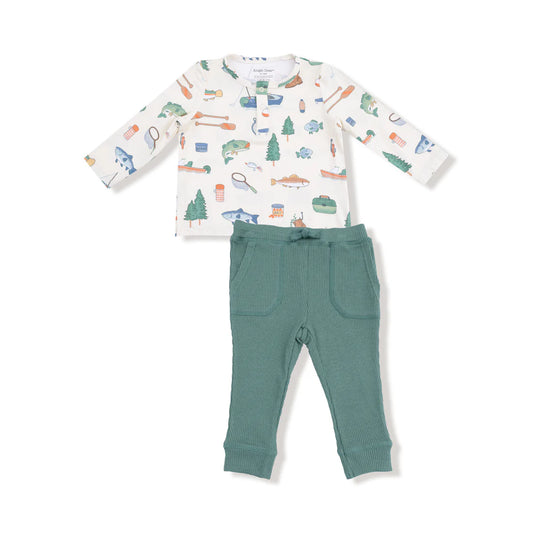 Angel Dear Fishing Things - L/S Henley Top and Waffle Jogger