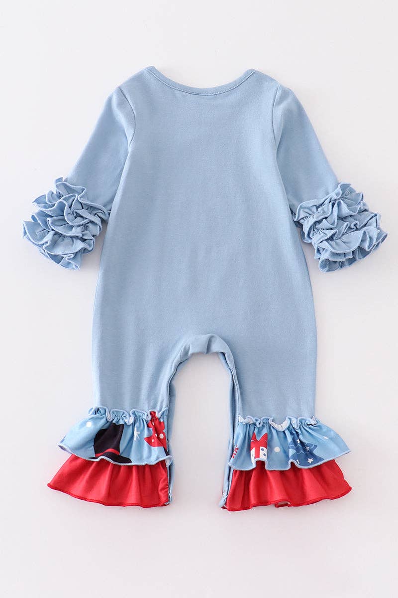 Blue Christmas Snowman Romper