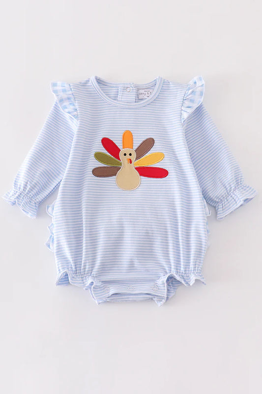 Blue turkey embroidery girl bubble