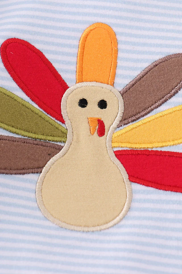 Blue turkey embroidery girl bubble