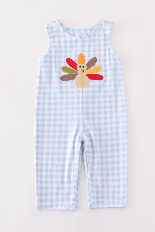 Blue turkey embroidery plaid boy jonjon