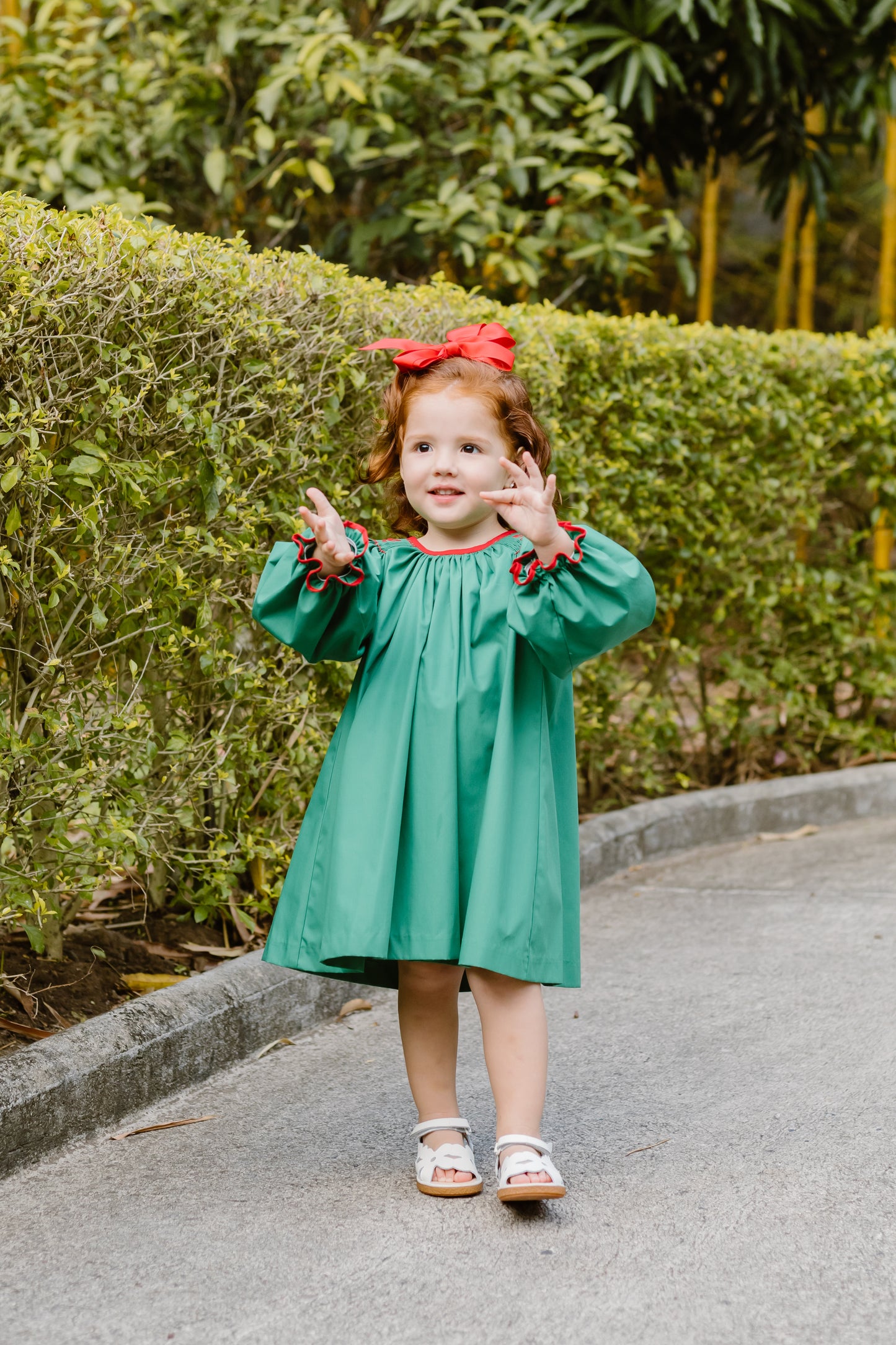 Juno Dress w/ Smocked Bows on Shoulders