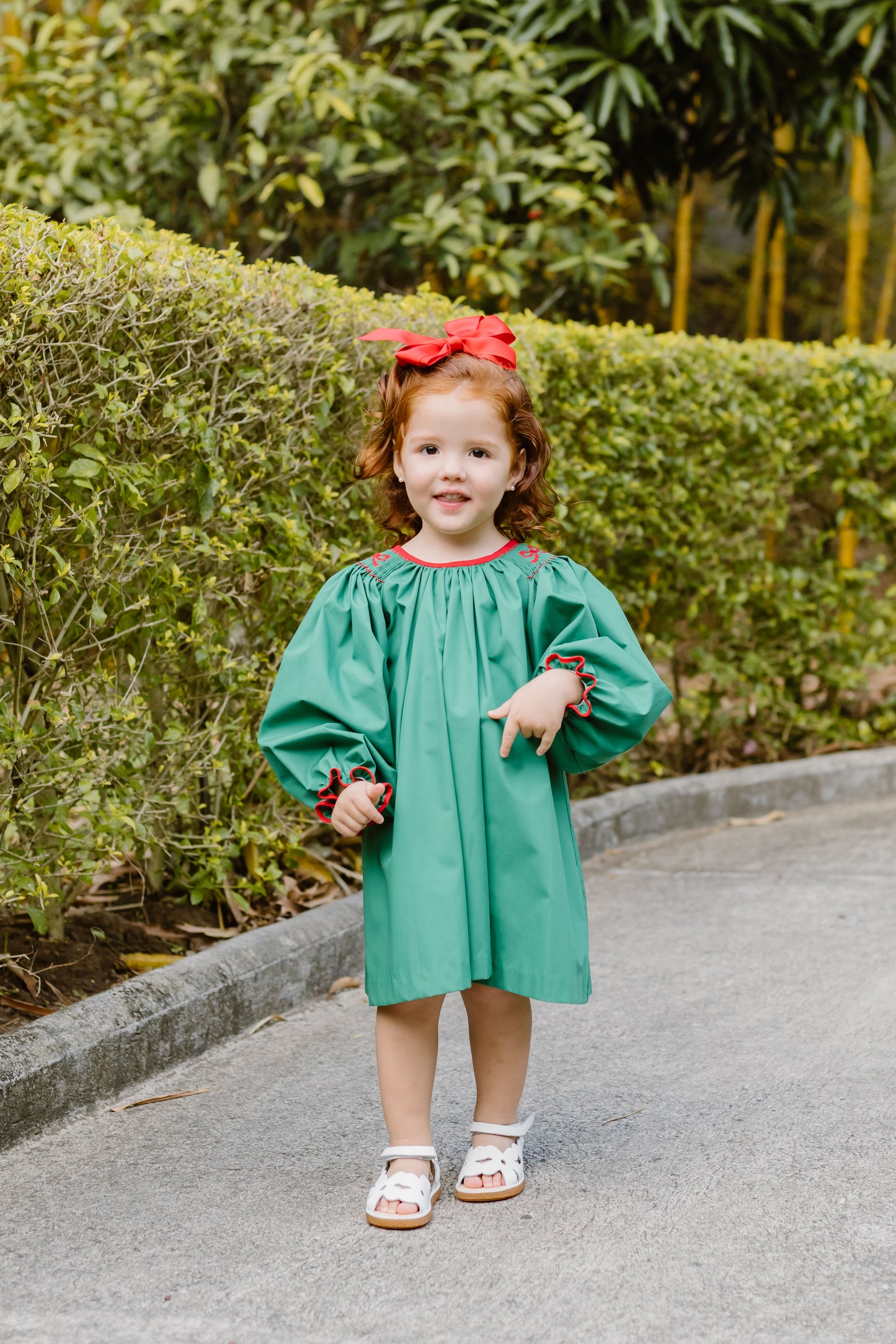 Juno Dress w/ Smocked Bows on Shoulders