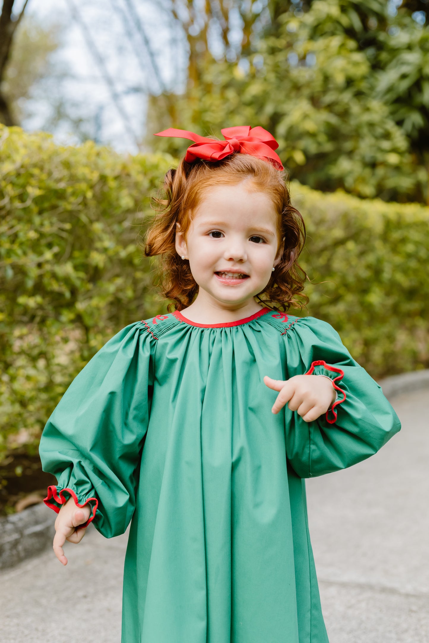 Juno Dress w/ Smocked Bows on Shoulders