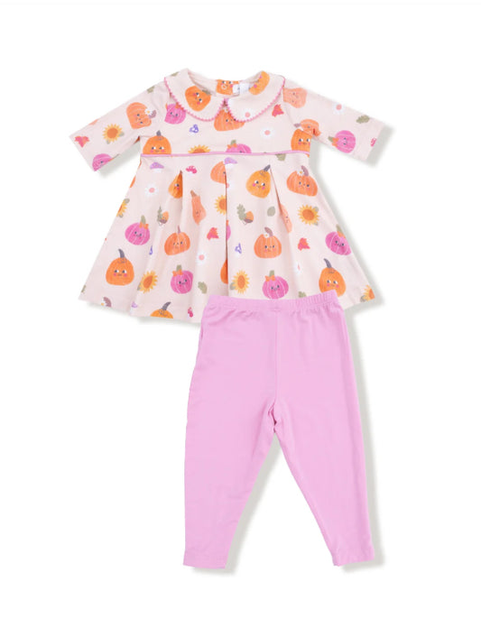 Angel Dear Autumn Pumpkins - Pink
Box Pleat Dress with Legging Set