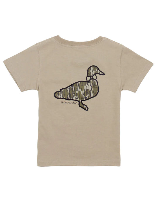 Properly Tied Boys Mossy Oak Logo SS Sand