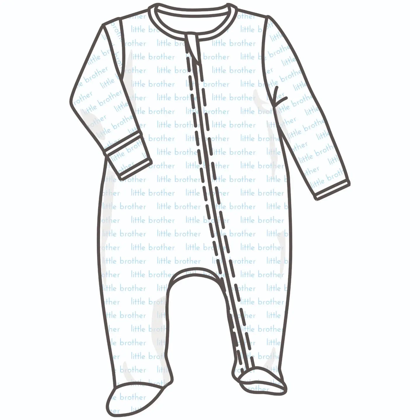 Little Brother Print Zip Footie
