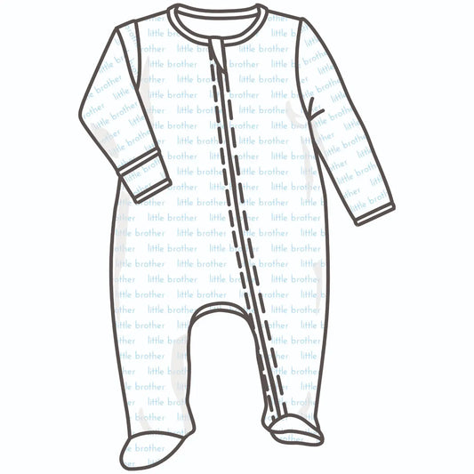 Little Brother Print Zip Footie