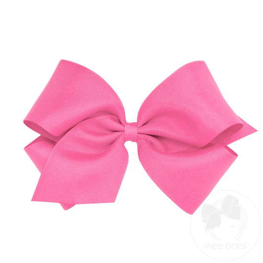 Wee Ones Hot Pink King Classic Grosgrain Hair Bow (Plain Wrap)