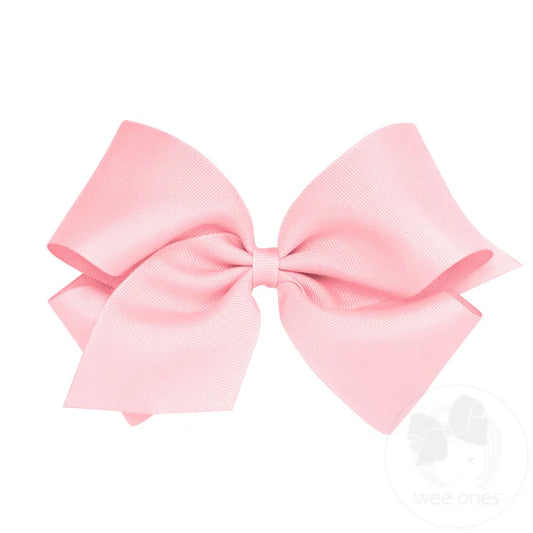 Wee Ones Light Pink Medium Classic Grosgrain Hair Bow (Plain Wrap)