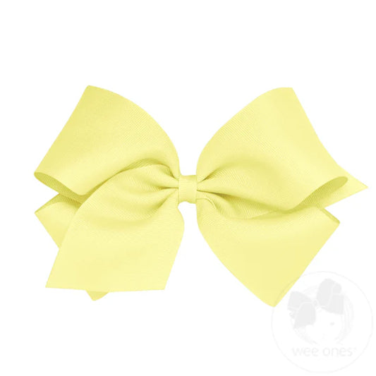 Wee Ones Light Yellow King Classic Grosgrain Hair Bow (Plain Wrap)