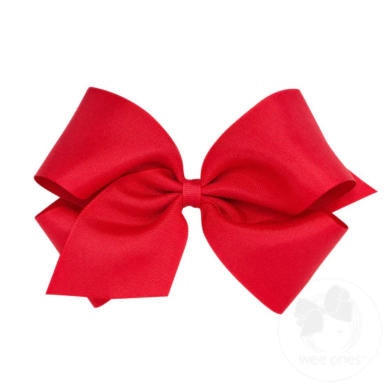 Wee Ones Red King Classic Grosgrain Hair Bow (Plain Wrap)