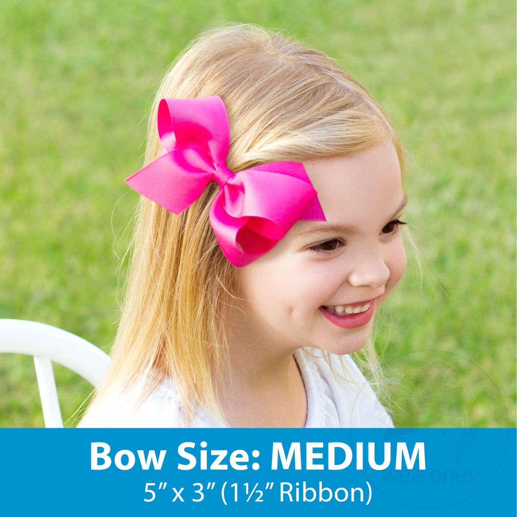 Wee Ones Medium Color Block Seersucker and Grosgrain Overlay Hair Bow