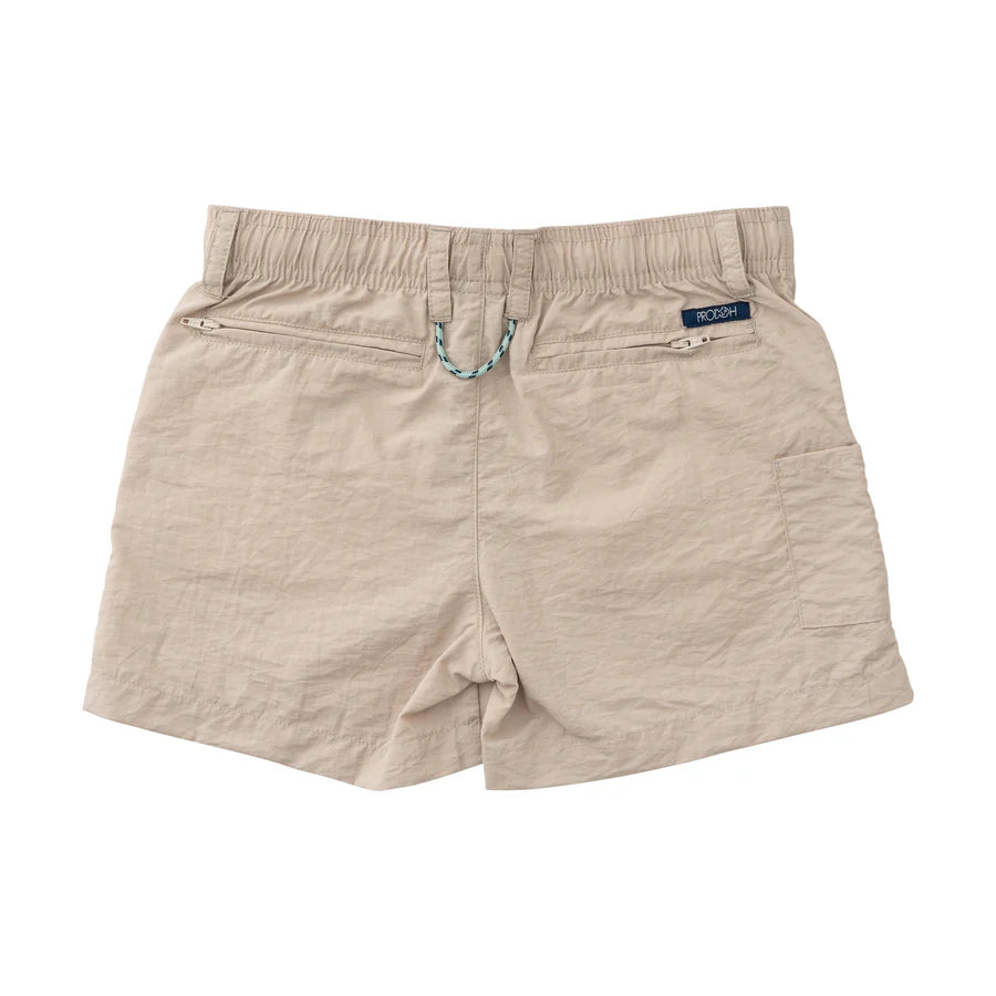 Prodoh Boy's Outrigger Performance Short in Classic Ancient Scroll Khaki