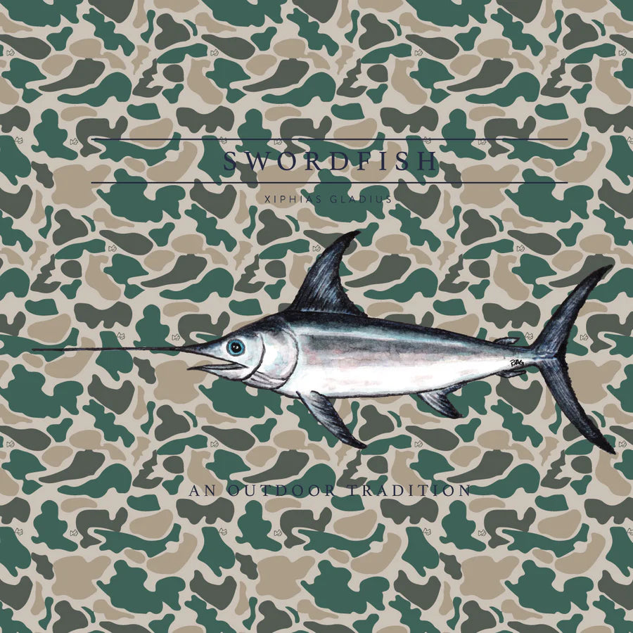 Prodoh Kid's Pro Performance Hoodie T-shirt in Break Point Camo with Swordfish