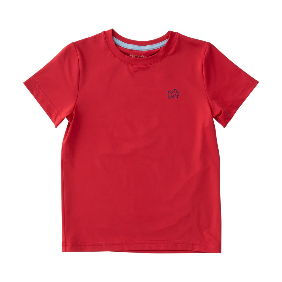 Prodoh Kids Pro Performance Short Sleeve Fishing T-shirt in Watermelon Red with 4th of July Fireworks