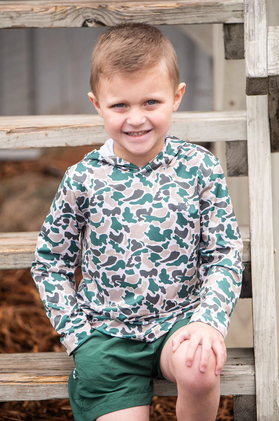 Prodoh Kid's Pro Performance Hoodie T-shirt in Break Point Camo with Swordfish