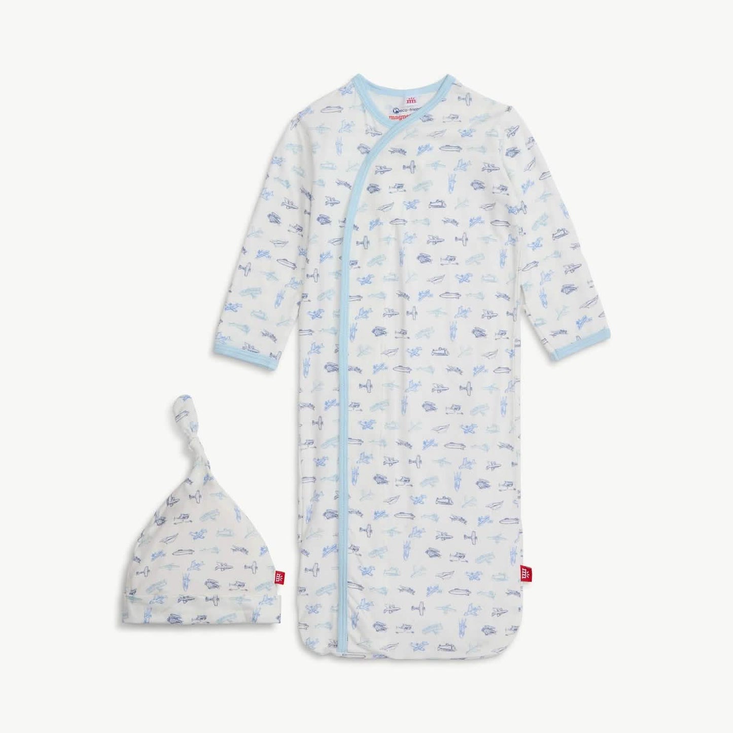 Magnetic me airplanes modal magnetic cozy sleeper gown + hat set