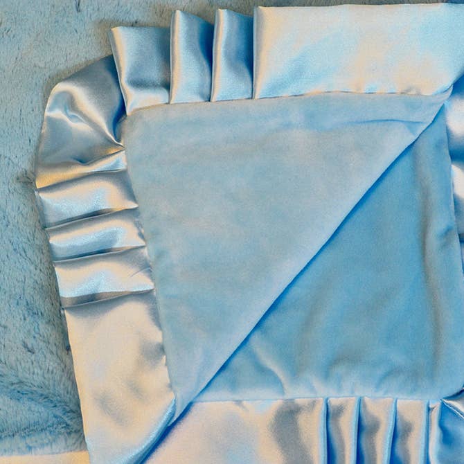 Satin Trim Baby Blanket: Solid Blue