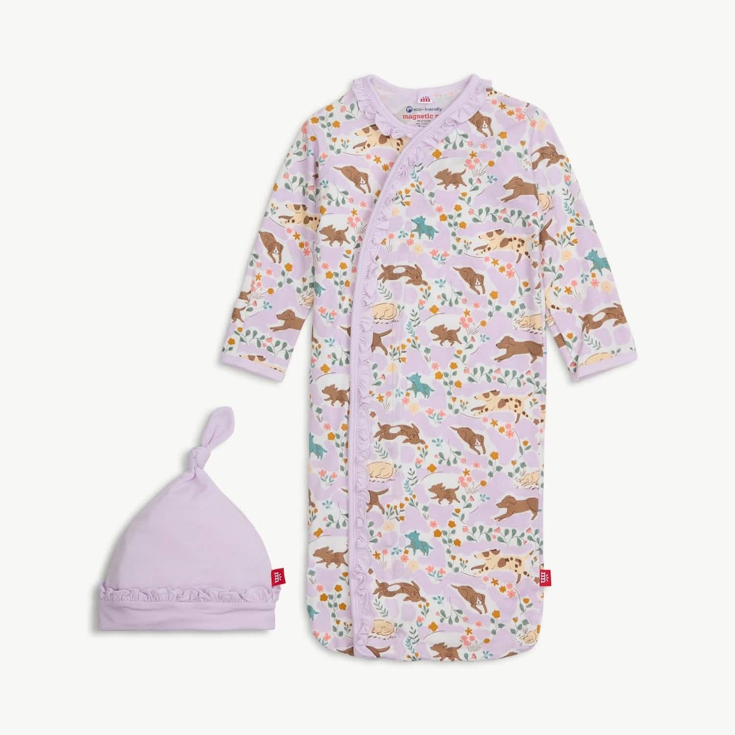 Magnetic me best fur end modal magnetic cozy sleeper gown + hat set with ruffles