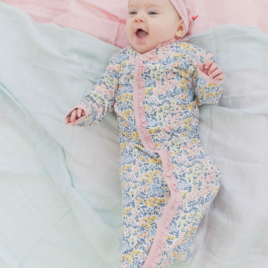 Magnetic me chelsea modal magnetic cozy sleeper gown + hat set with ruffles