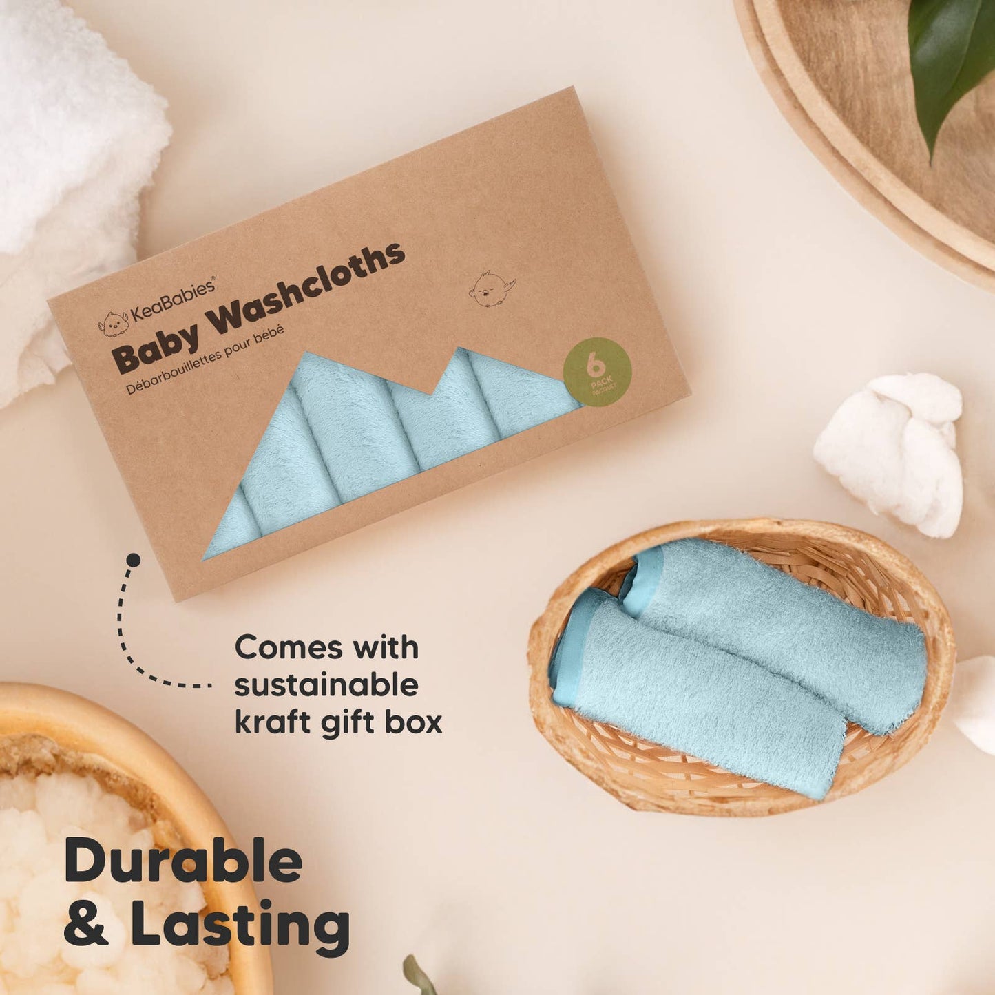 6-Pack Baby Wash Cloths: Bravo Blue