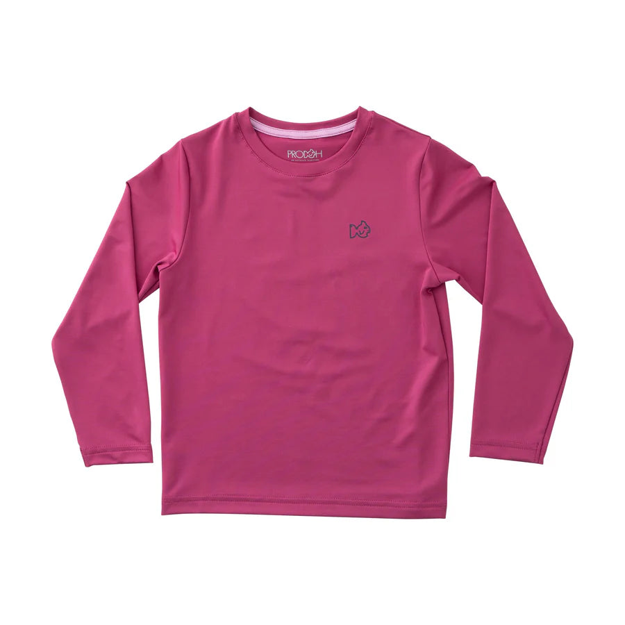 Prodoh Girls' Pro Performance Long Sleeve T-shirt in Raspberry Pink with Deer Antlers