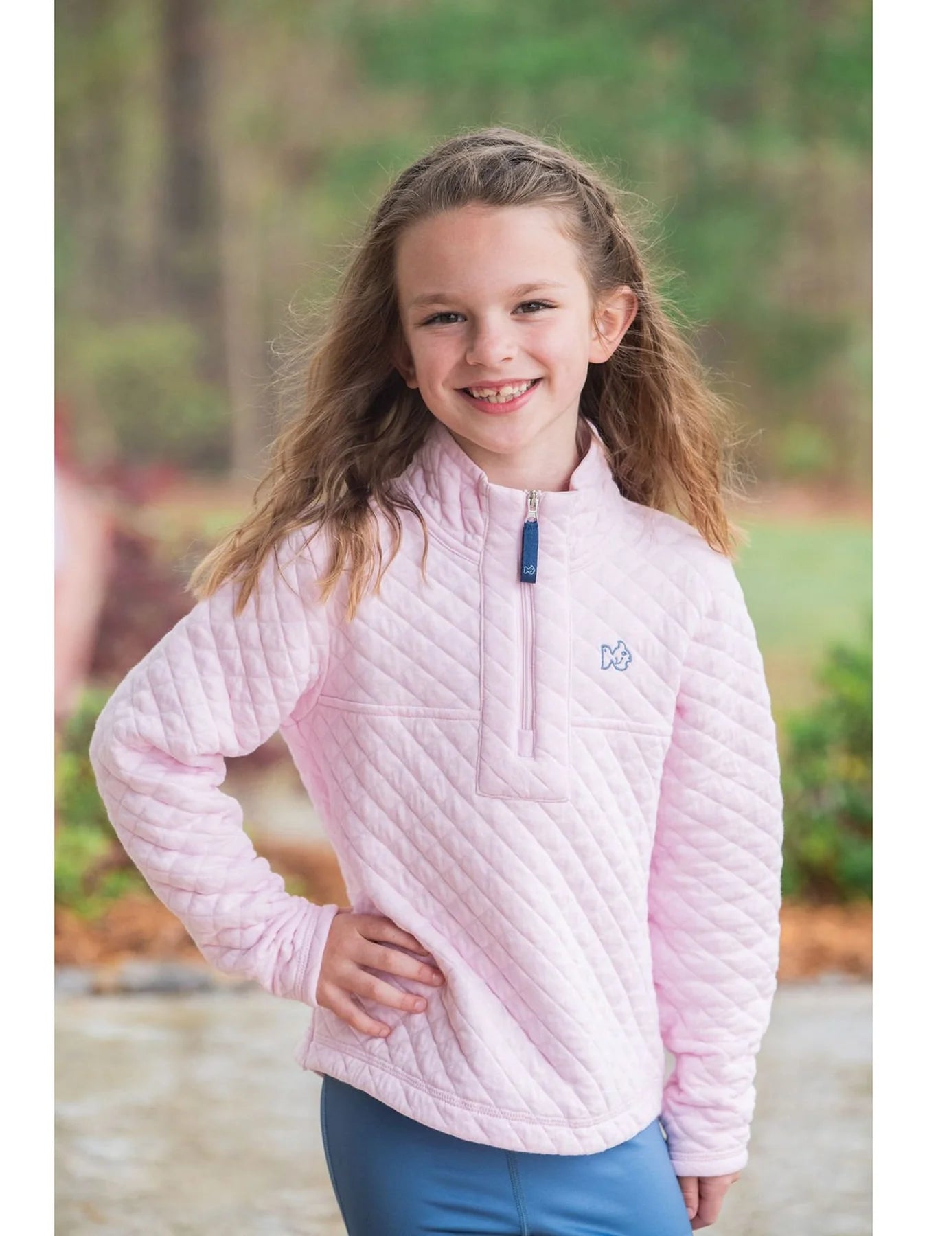 Prodoh Girl's Quilted Zip Pullover in Pink