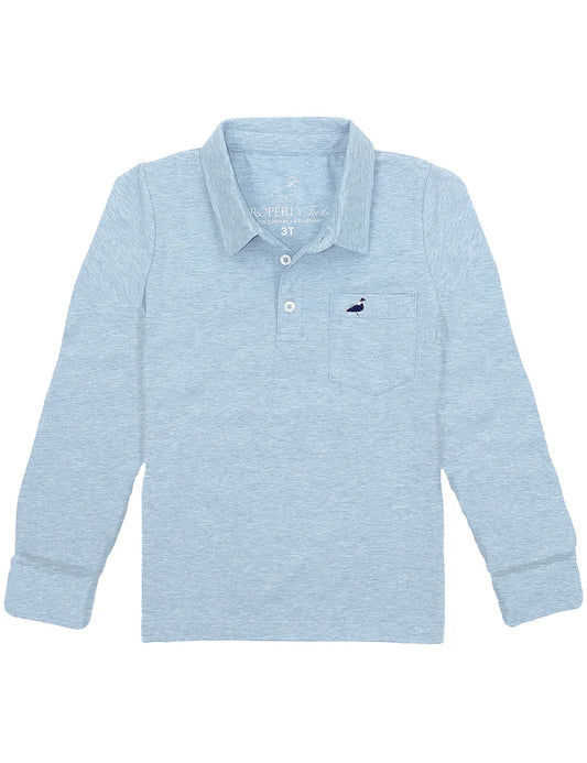 Properly Tied Boys Harrison Pocket Polo LS Moon Blue