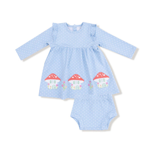 Angel Dear Mushroom House Long Sleeve Dress with Diaper Cover