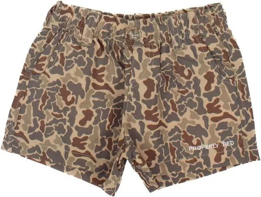 Properly Tied Boys Mallard Shorts- Vintage Camo