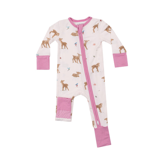 2 Way Zipper Romper- Soft Deer