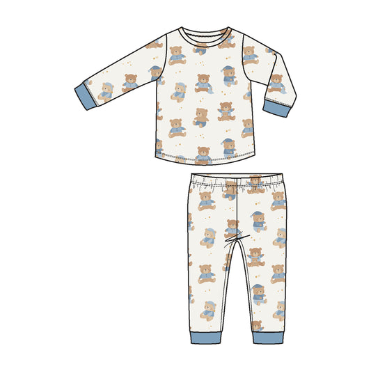 Long Sleeve Loungewear Set, Teddy Bears Blue