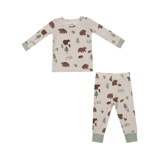 Long Sleeve Loungewear Set, Sweet Brown Bears