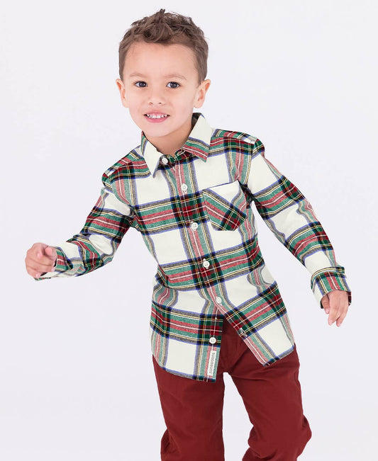 Good Tidings Plaid Long Sleeve Button Down